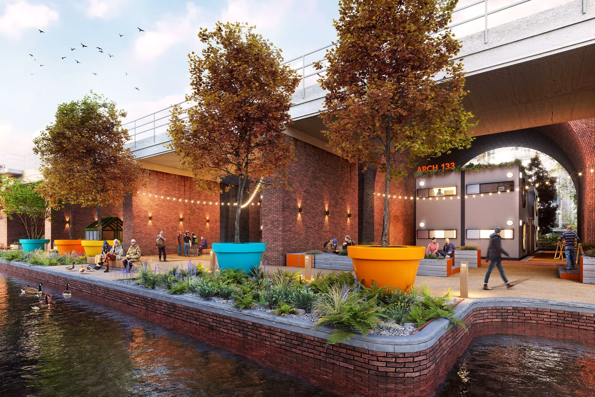 Embassy Village concept show canalside view.