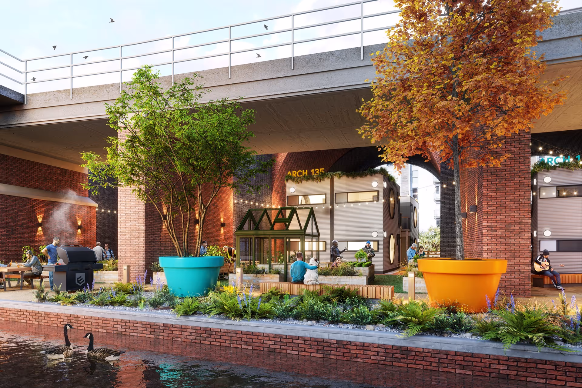 Embassy Village concept show canalside view.