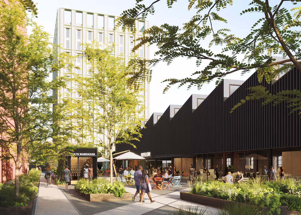 Cgi image of the Goods Yard courtyard