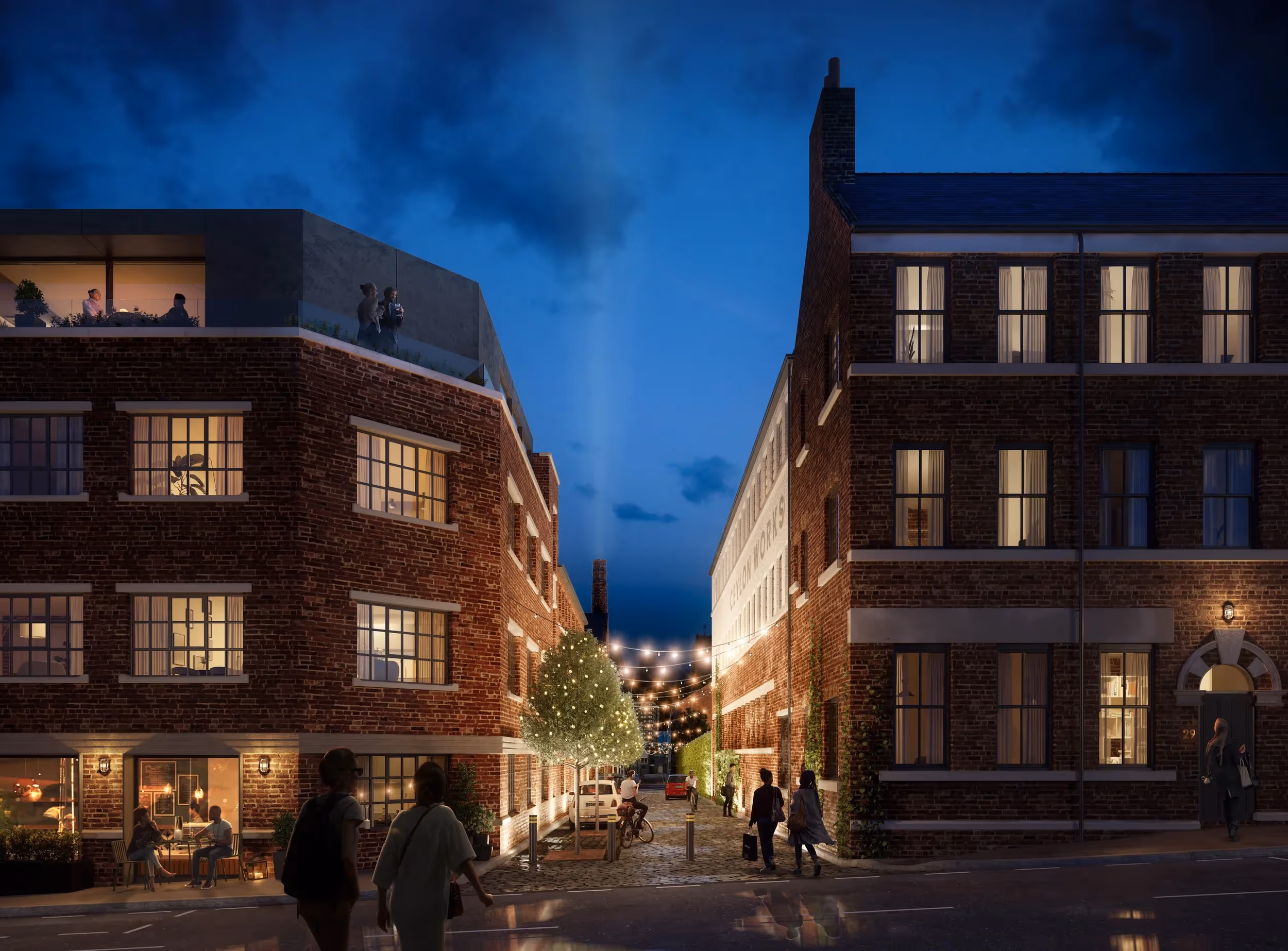 A cgi image of Eyewitness Works at night